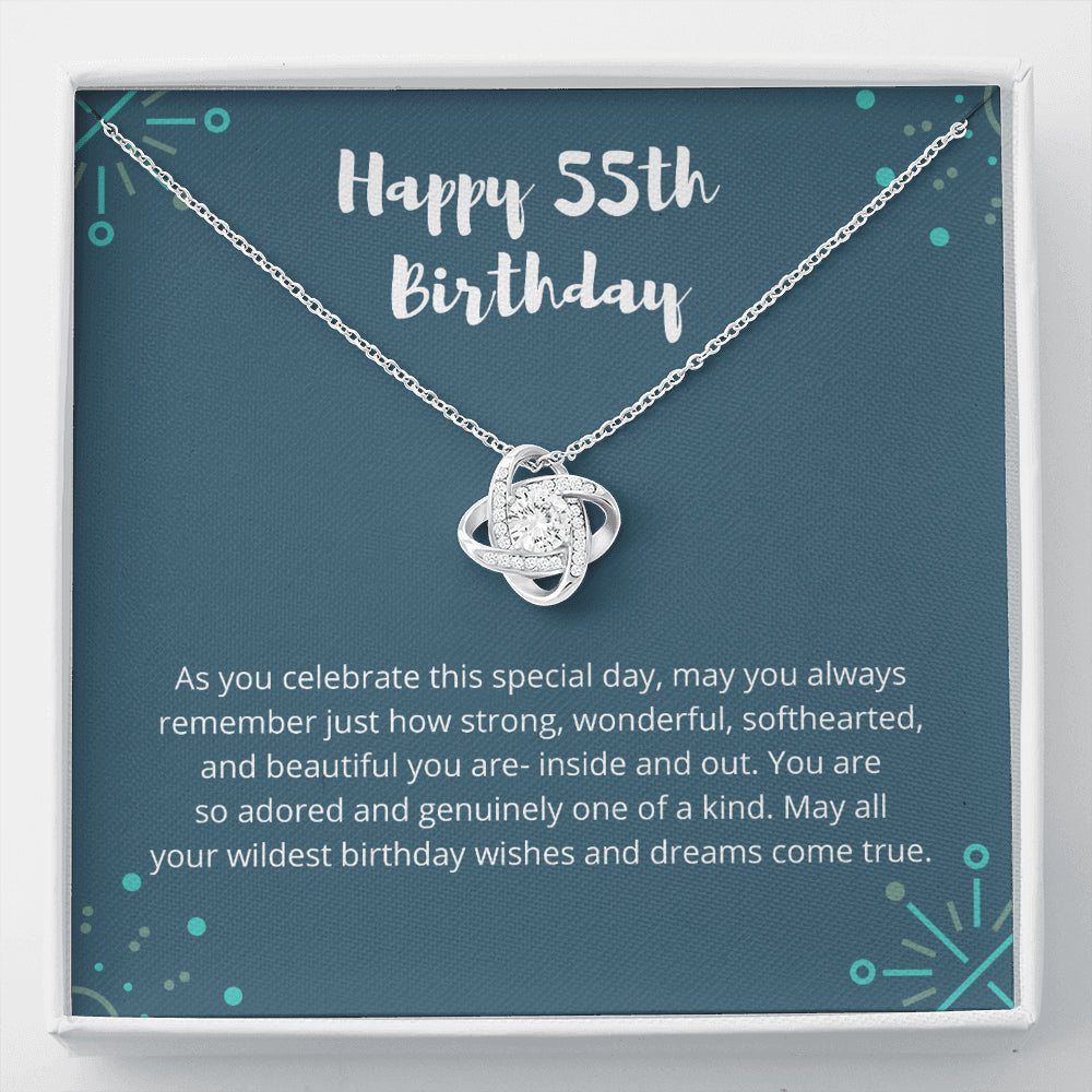 Love Knot Necklace I 55th Birthday Gift for Women I 55th Birthday Jewelry Gift with Meaningful Message Card