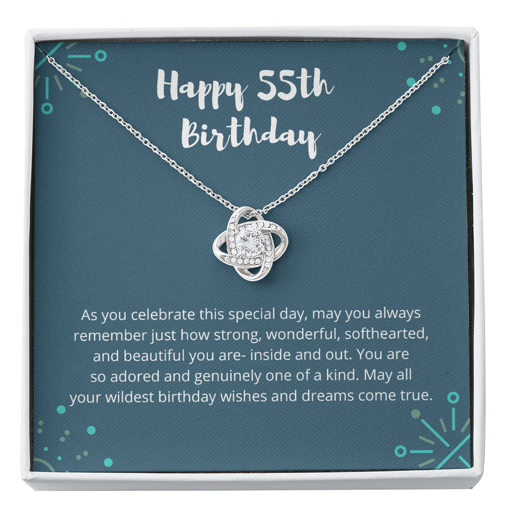 Love Knot Necklace I 55th Birthday Gift for Women I 55th Birthday Jewelry Gift with Meaningful Message Card