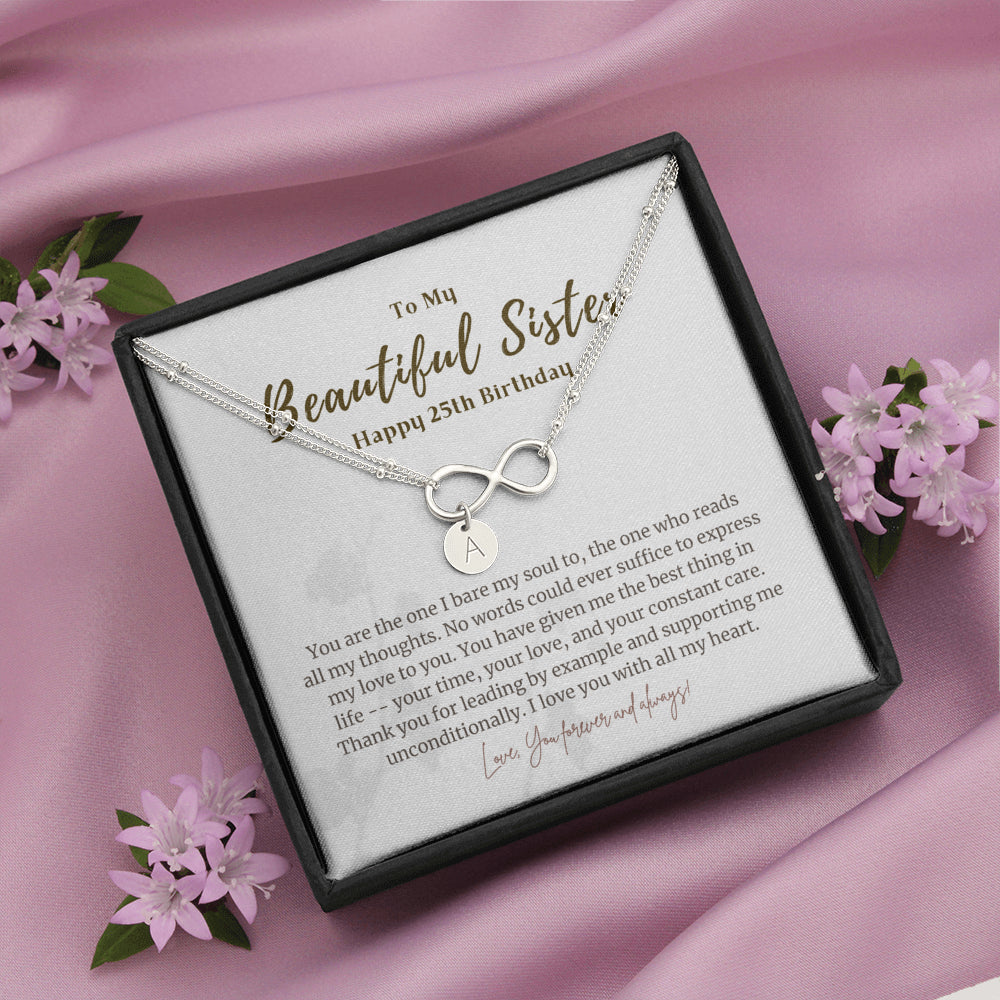 Personalized 25 Year Birthday Gift For Sister, 25 Year Birthday Bracelet, Meaningful Jewelry for Sister, 25th Birthday Gift For Her Infinity Bracelet