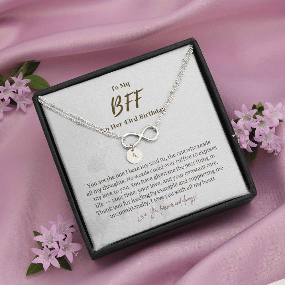 Personalized 43 Year Birthday Gift For BFF, 43 Year Birthday Bracelet, 43rd Birthday Gift for BFF, 43rd Birthday BFF Infinity Bracelet