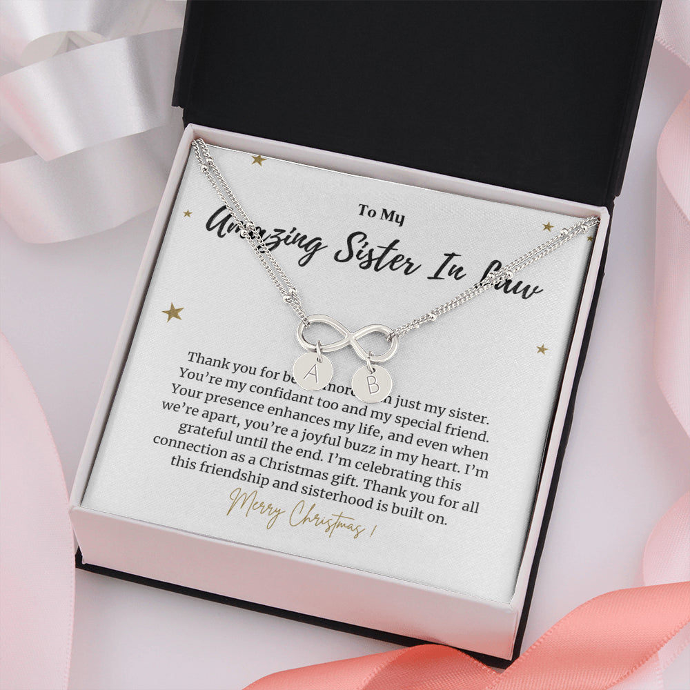 Personalized Christmas Gift for Sister In Law, Sister In Law Christmas Infinity Bracelet Gift, To My Sister In Law Gift on Christmas, Sister In Law Jewelry