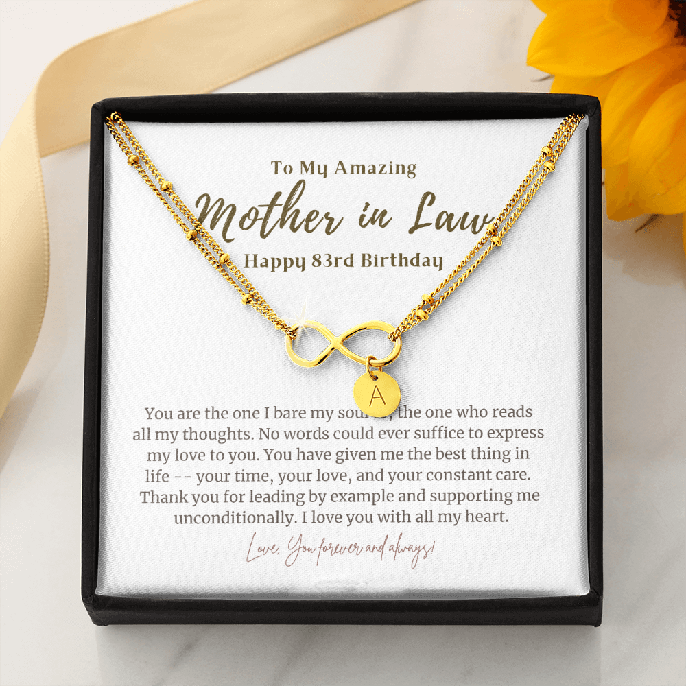 83rd Birthday Gift for Mother in Law Infinity Bracelet