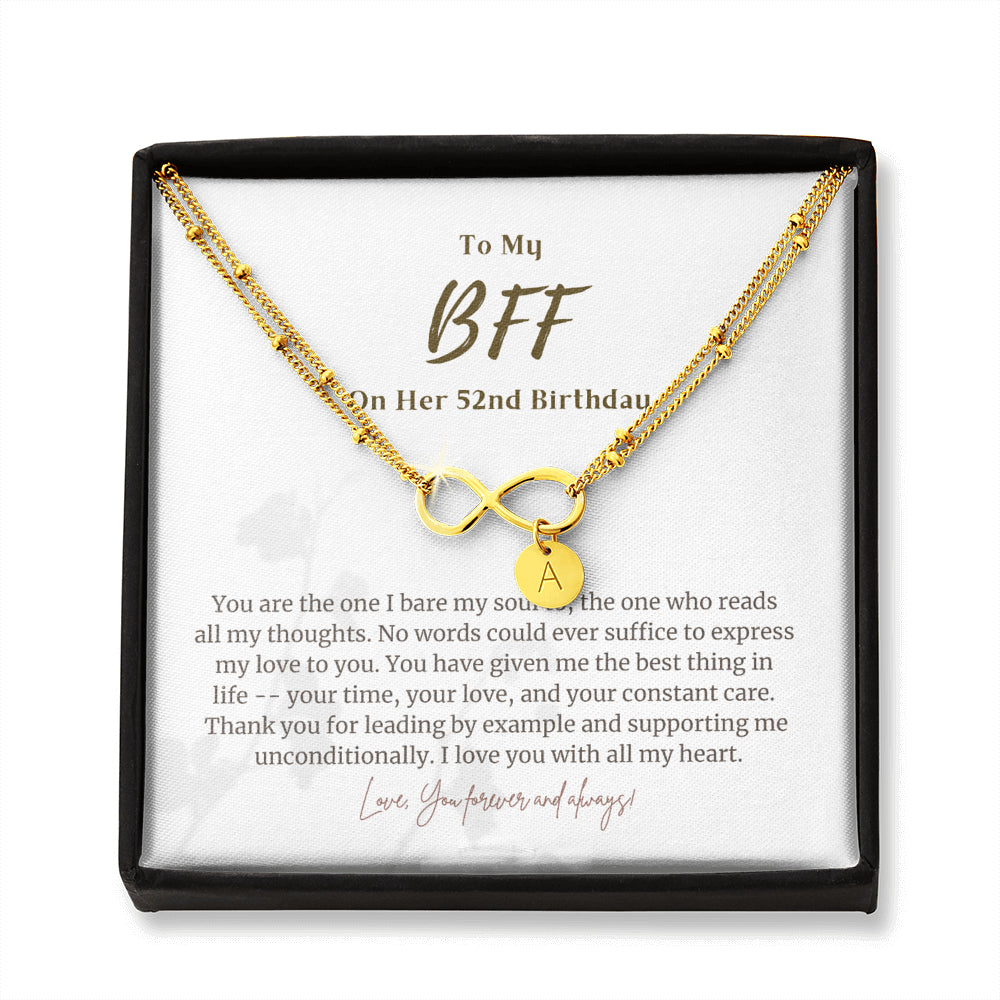 Personalized 52 Year Birthday Gift For BFF, 52 Year Birthday Bracelet, 52nd Birthday Gift for BFF, 52nd Birthday BFF Infinity Bracelet
