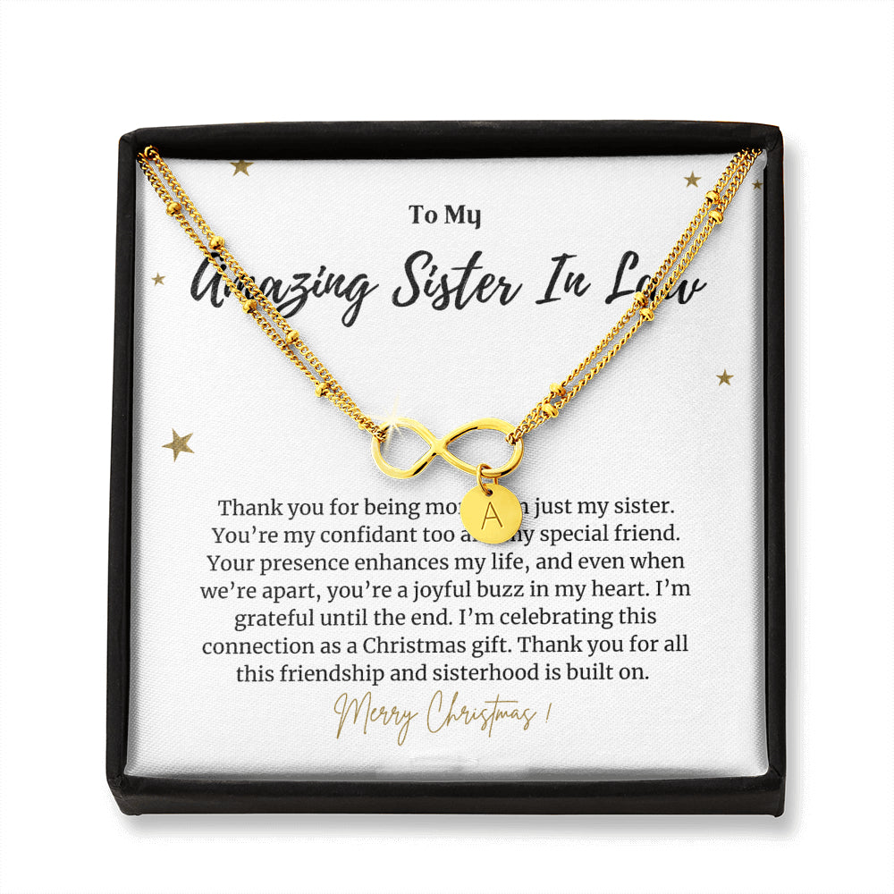 Personalized Christmas Gift for Sister In Law, Sister In Law Christmas Infinity Bracelet Gift, To My Sister In Law Gift on Christmas, Sister In Law Jewelry