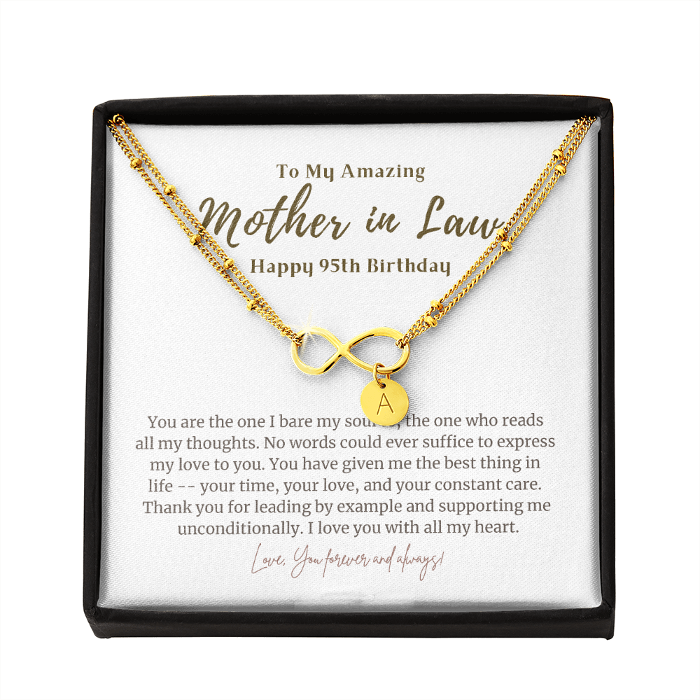 95th Birthday Gift for Mother in Law Infinity Bracelet