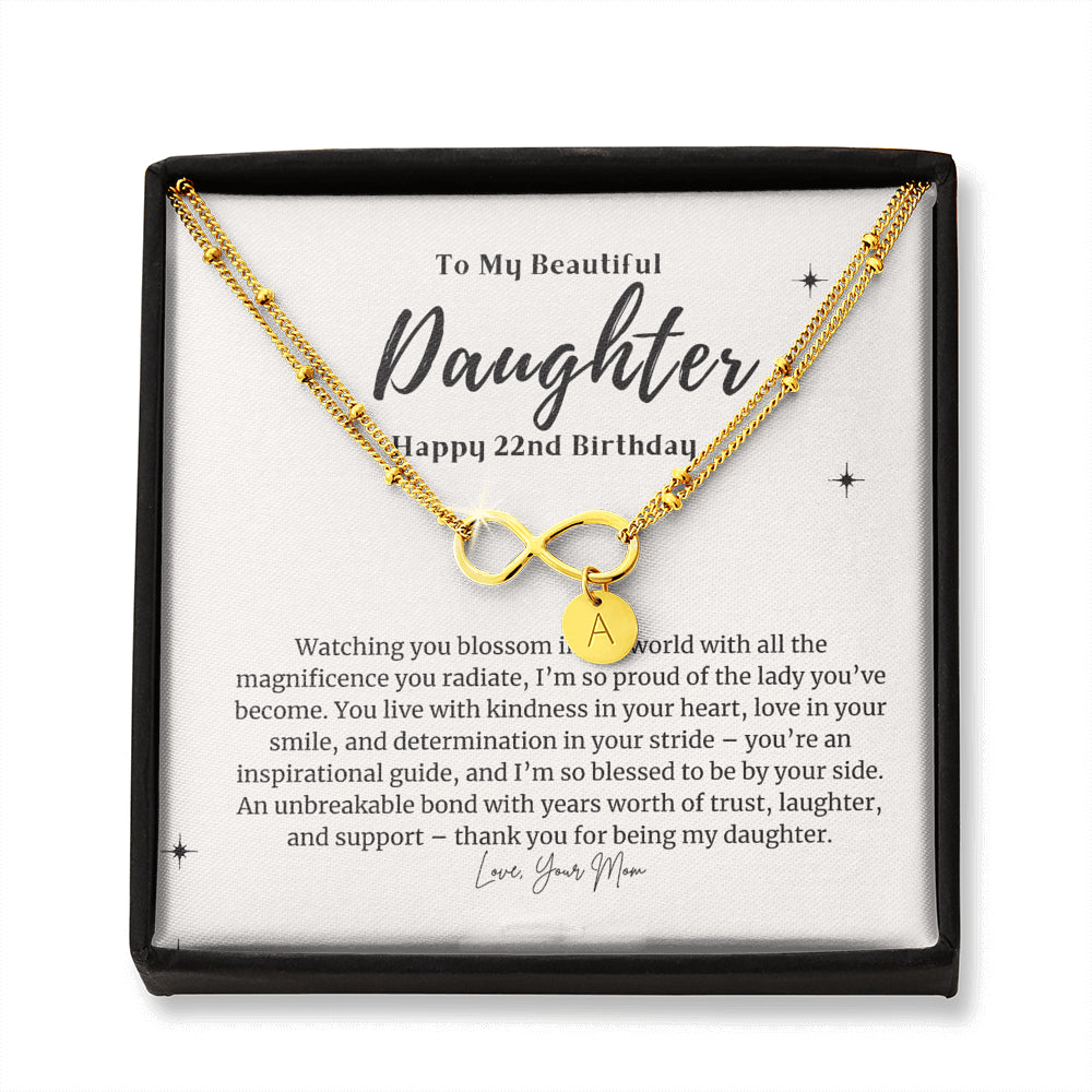 Personalized Infinity Bracelet, 22nd Birthday Gift for Daughter, Happy 22nd Birthday Necklace, Daughter 22nd Bday Gift