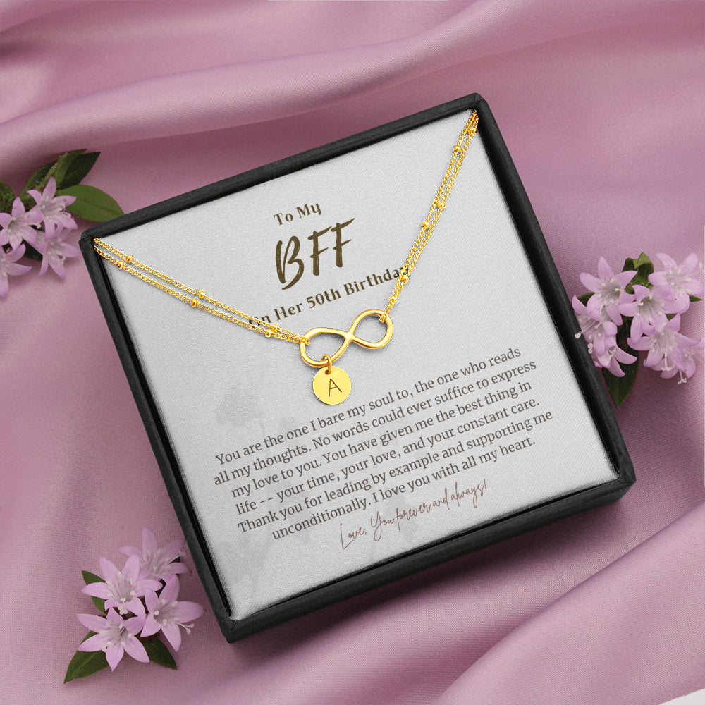 Personalized 50 Year Birthday Gift For BFF, 50 Year Birthday Bracelet, 50th Birthday Gift for BFF, 50th Birthday BFF Infinity Bracelet