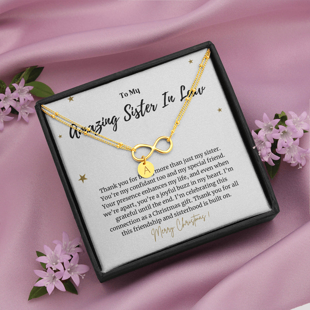 Personalized Christmas Gift for Sister In Law, Sister In Law Christmas Infinity Bracelet Gift, To My Sister In Law Gift on Christmas, Sister In Law Jewelry