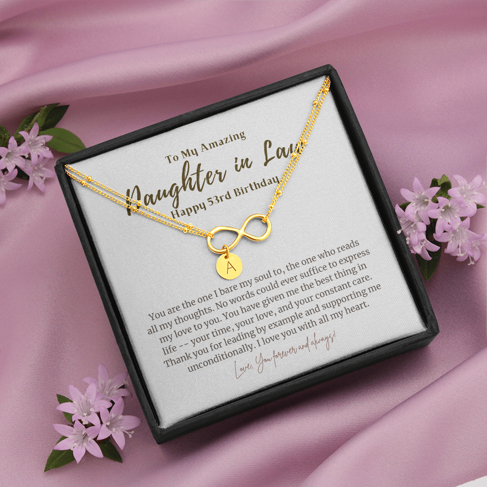 53rd Birthday Gift Necklace for Daughter in Law Infinity Bracelet Gold Dipped
