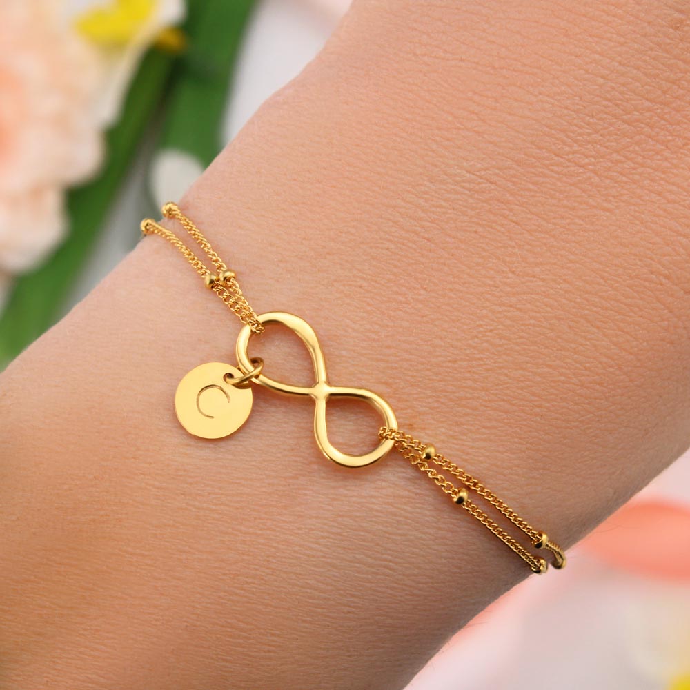 56th Birthday Gift Necklace for Daughter in Law Infinity Bracelet Gold Dipped