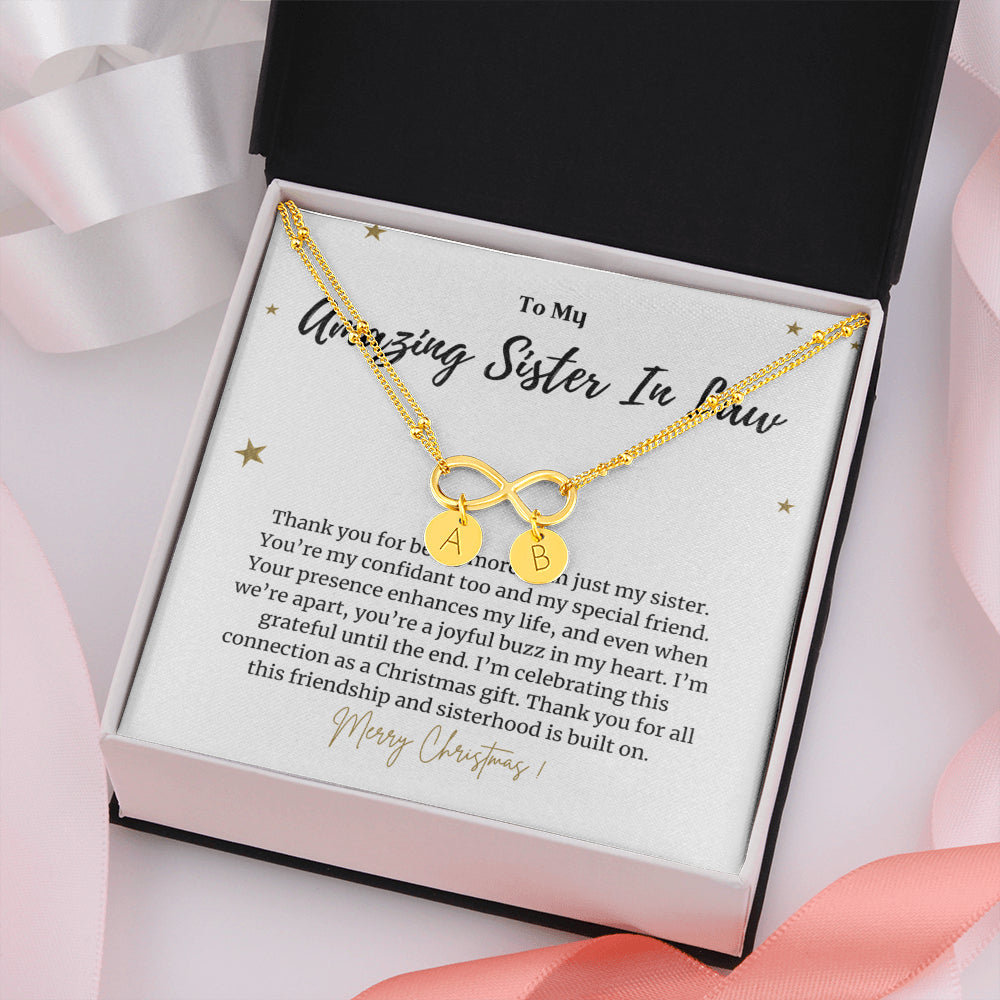 Personalized Christmas Gift for Sister In Law, Sister In Law Christmas Infinity Bracelet Gift, To My Sister In Law Gift on Christmas, Sister In Law Jewelry