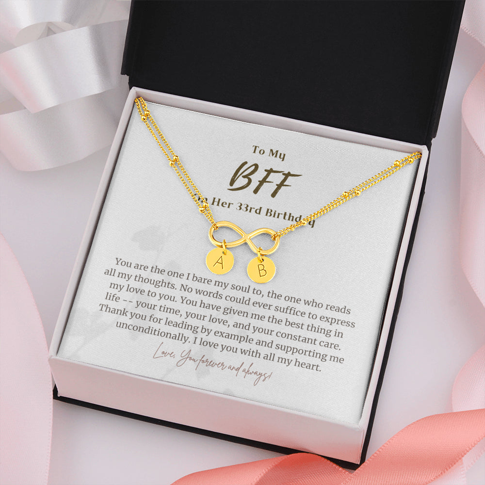 Personalized 33 Year Birthday Gift For BFF, 33 Year Birthday Bracelet, 33rd Birthday Gift for BFF, 33rd Birthday BFF Infinity Bracelet