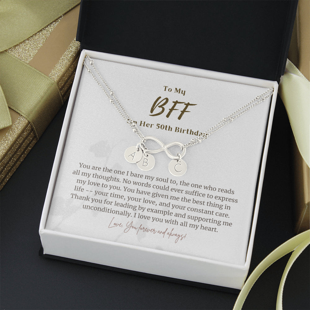 Personalized 50 Year Birthday Gift For BFF, 50 Year Birthday Bracelet, 50th Birthday Gift for BFF, 50th Birthday BFF Infinity Bracelet