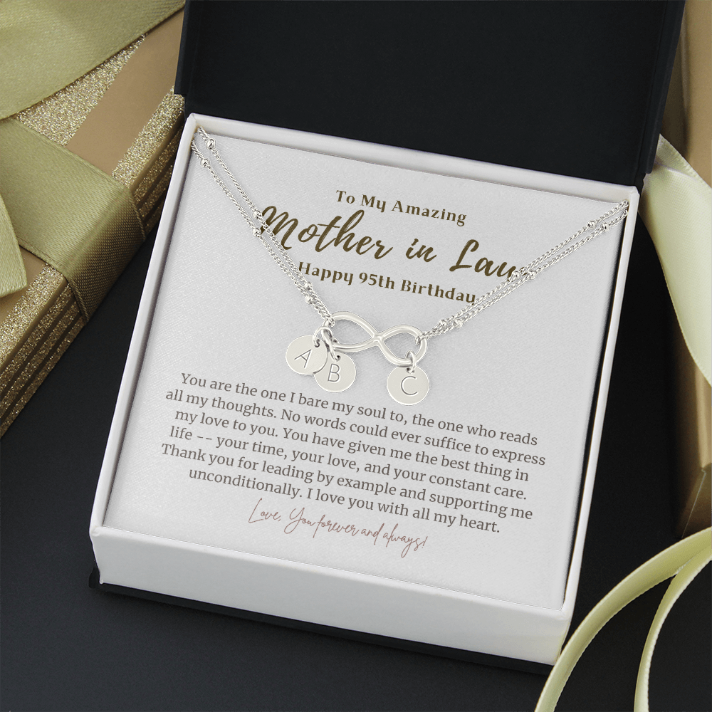 95th Birthday Gift for Mother in Law Infinity Bracelet