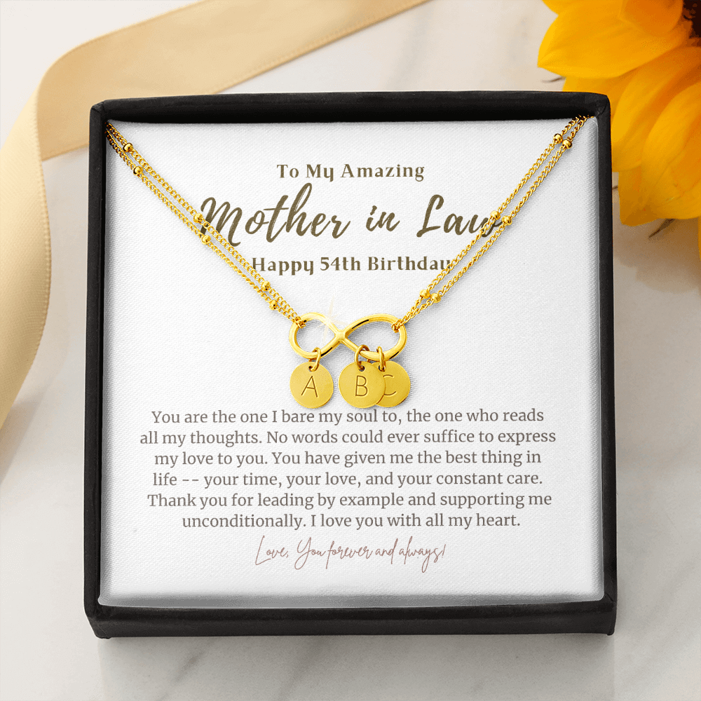54th Birthday Gift for Mother in Law Infinity Bracelet