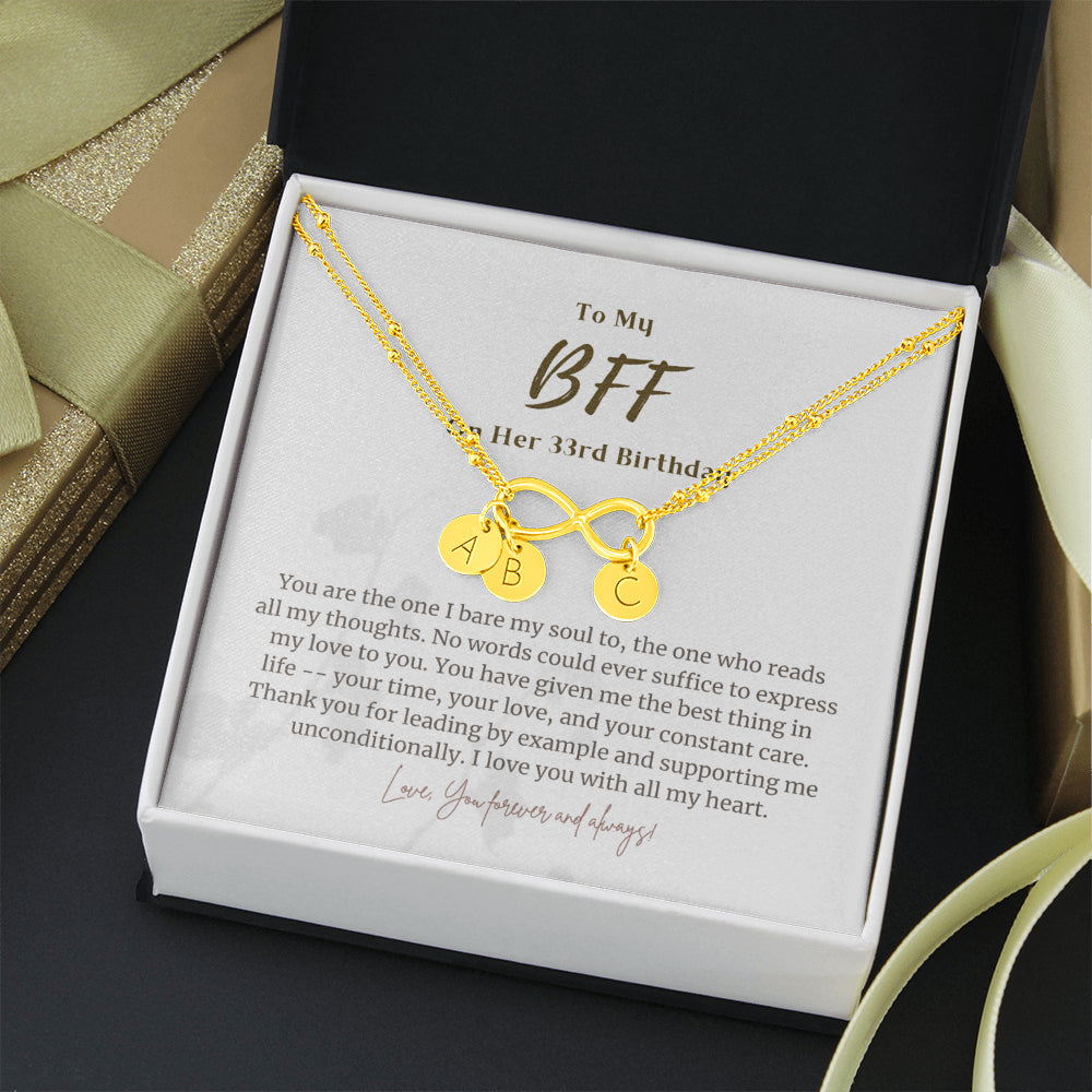 Personalized 33 Year Birthday Gift For BFF, 33 Year Birthday Bracelet, 33rd Birthday Gift for BFF, 33rd Birthday BFF Infinity Bracelet