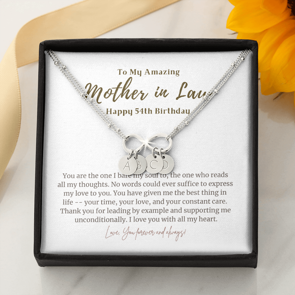 54th Birthday Gift for Mother in Law Infinity Bracelet