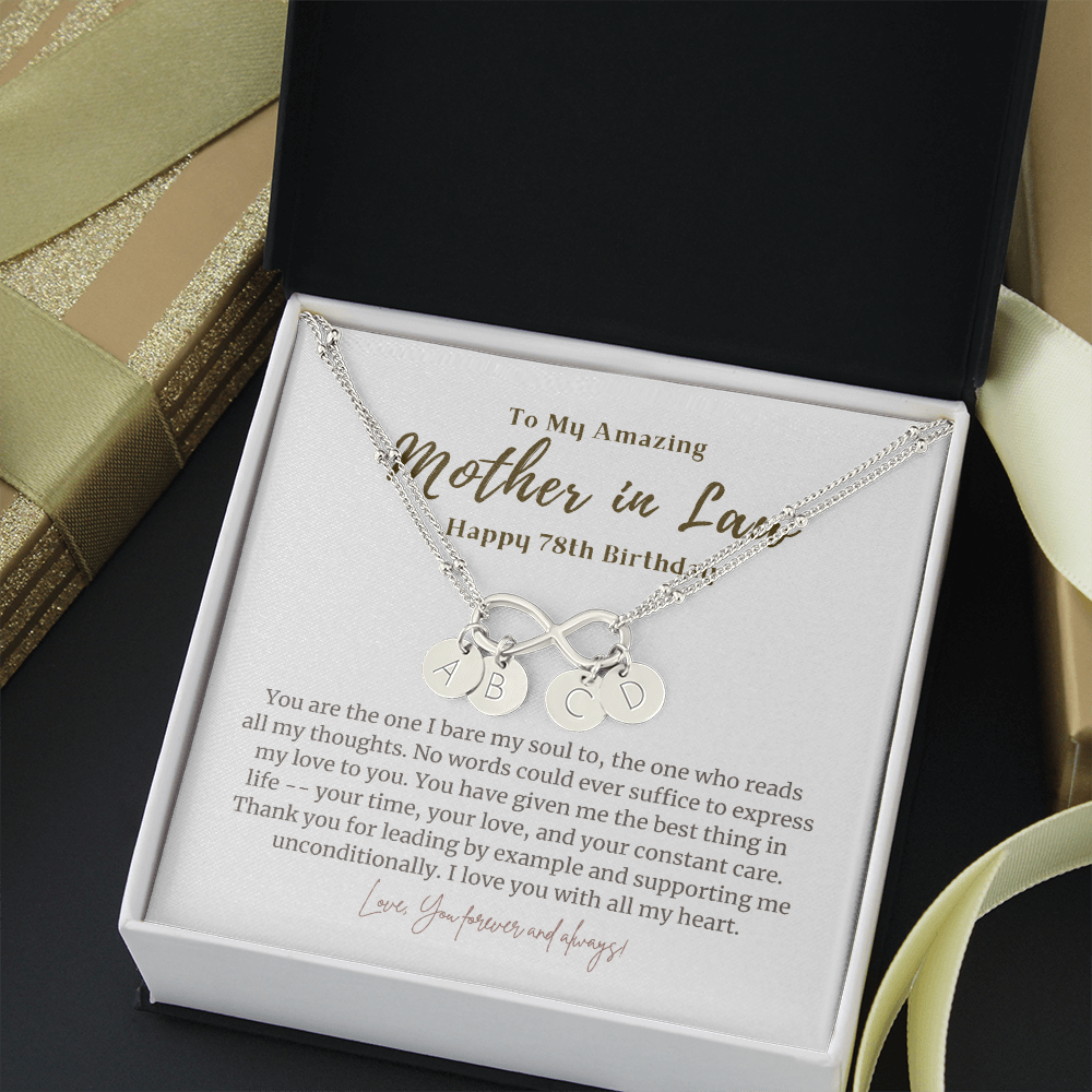 78th Birthday Gift for Mother in Law Infinity Bracelet