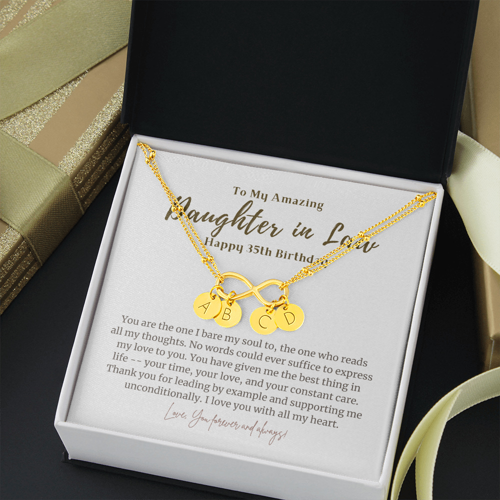 35th Birthday Gift Necklace for Daughter in Law Infinity Bracelet Gold Dipped