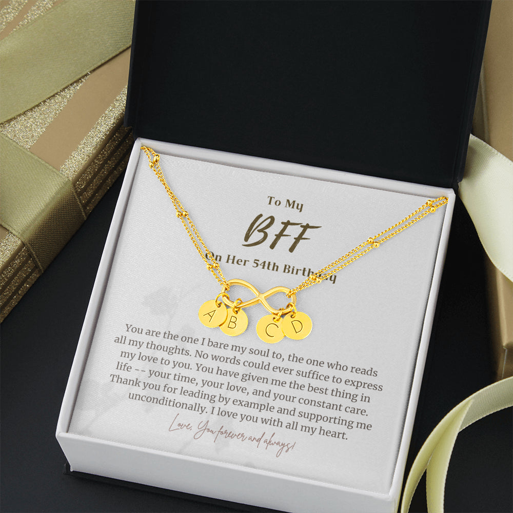 Personalized 54 Year Birthday Gift For BFF, 54 Year Birthday Bracelet, 54th Birthday Gift for BFF, 54th Birthday BFF Infinity Bracelet