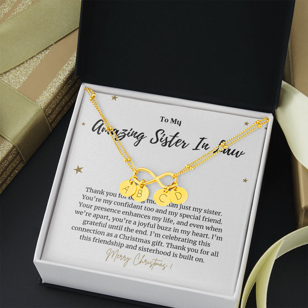 Personalized Christmas Gift for Sister In Law, Sister In Law Christmas Infinity Bracelet Gift, To My Sister In Law Gift on Christmas, Sister In Law Jewelry