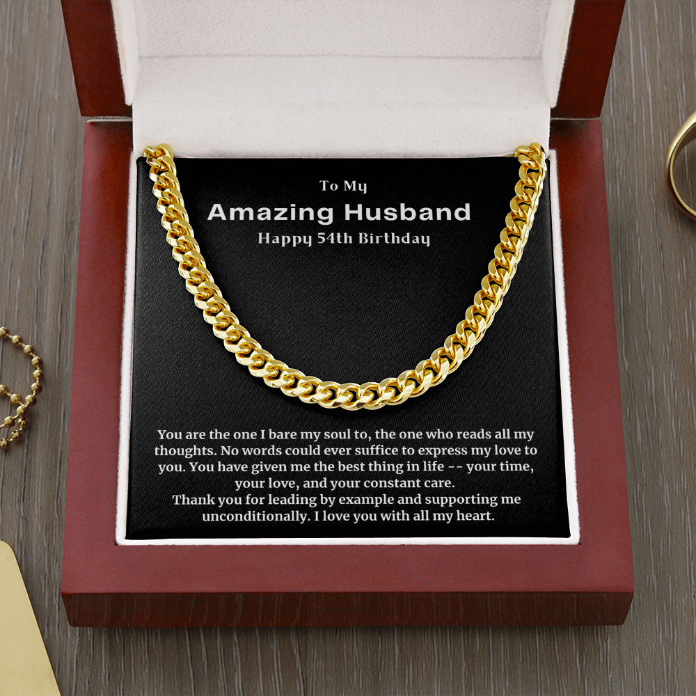 54th Birthday Gift for Husband from Wife Cuban Link Chain Necklace