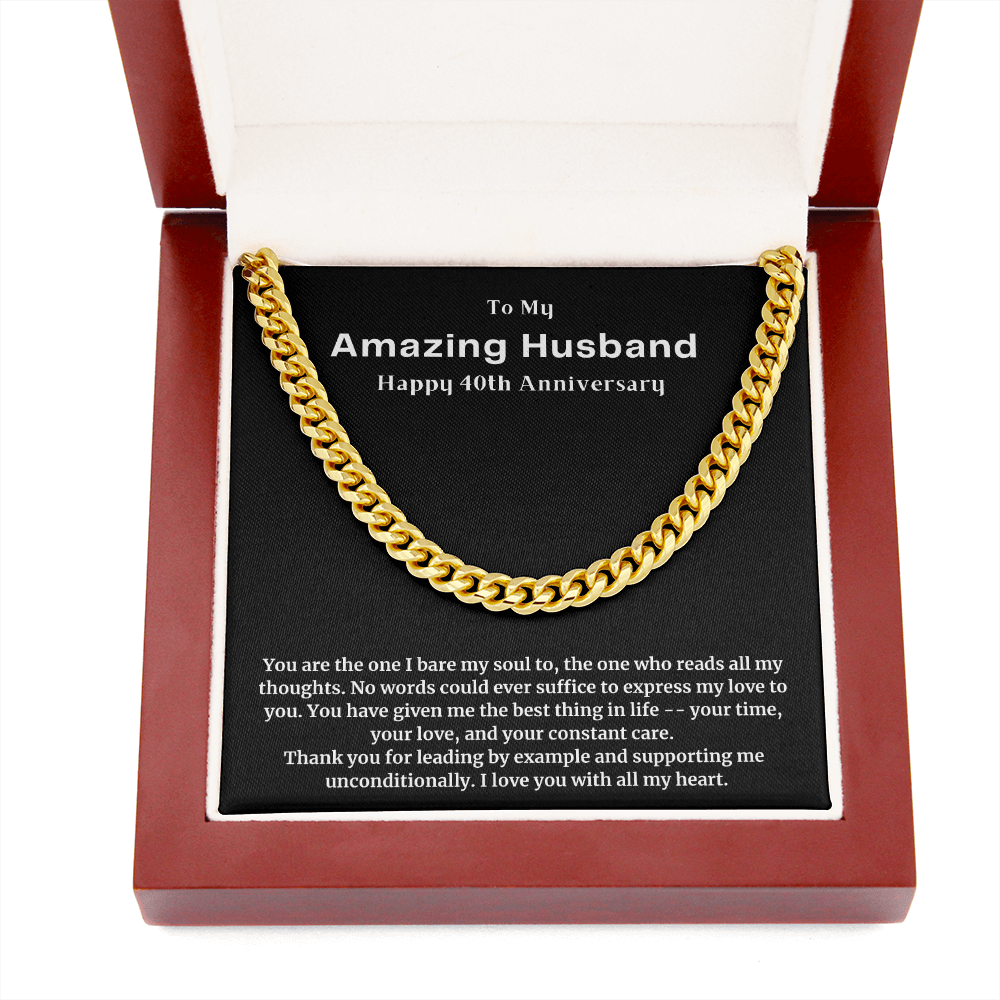 40th Anniversary Gift for Husband from Wife , Husband Anniversary Gift 40 Year Anniversary , Cuban Link Chain Necklace Cuban Link Chain Necklace