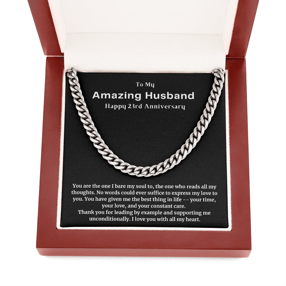 23rd Anniversary Gift for Husband from Wife , Husband Anniversary Gift 23 Year Anniversary , Cuban Link Chain Necklace Cuban Link Chain Necklace