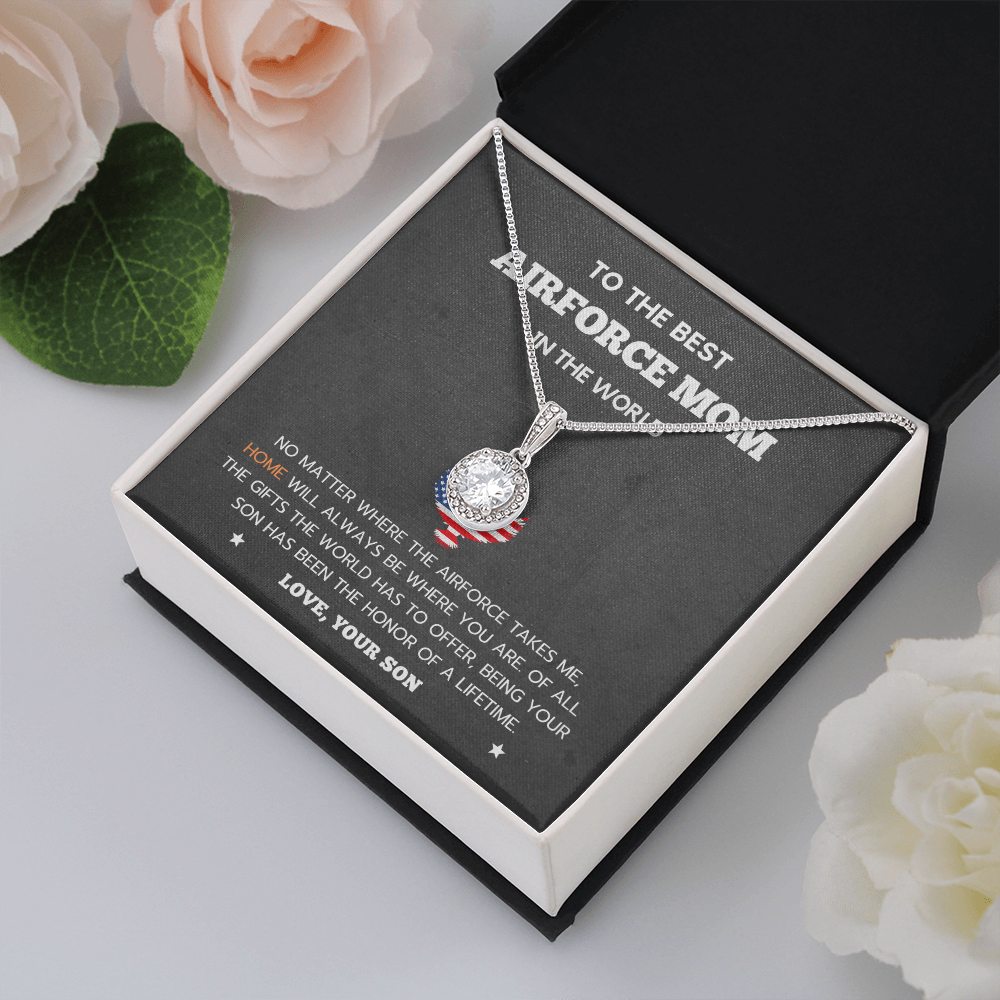 Gift For Air Force Mom, USAF Gift Airman Mother, Necklace Gift Set, Deployment Gift, Military Mama Gifts, Long Distance Gift, Mother's Day