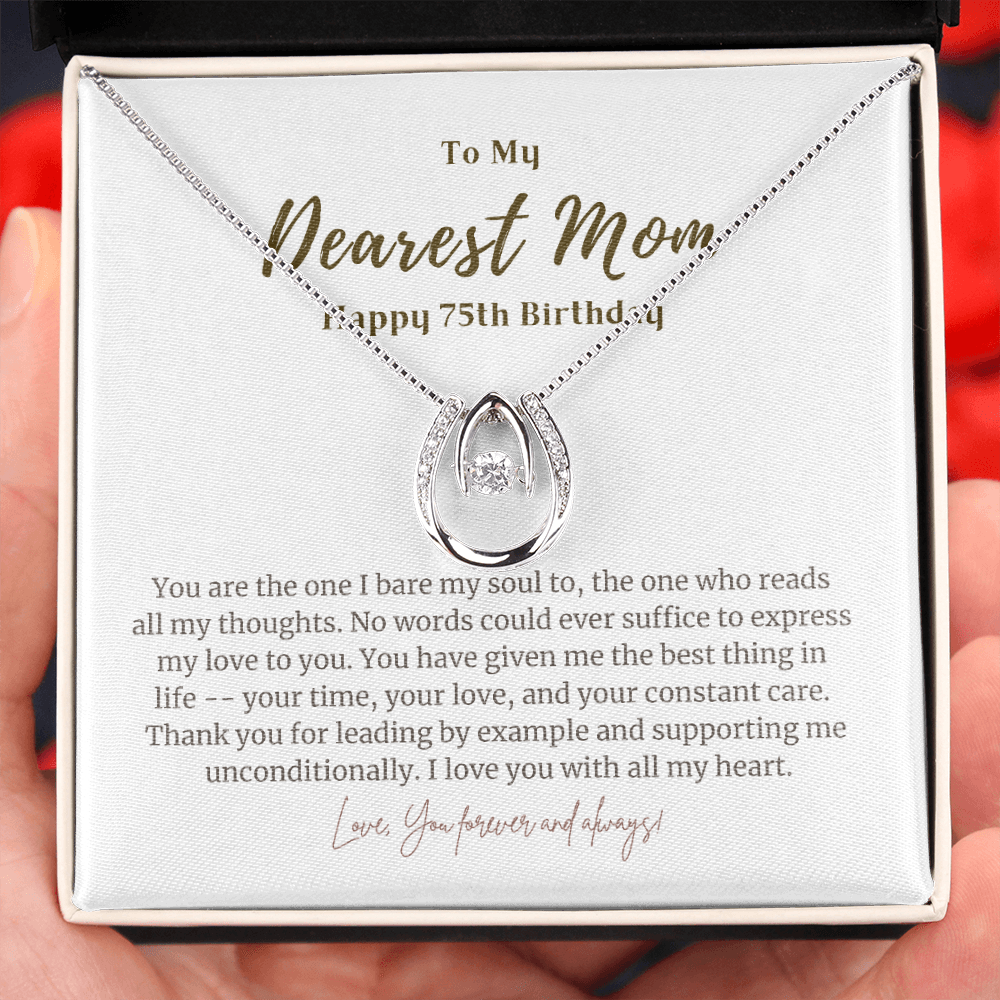 75th Birthday Gift for Mom U Shape Necklace