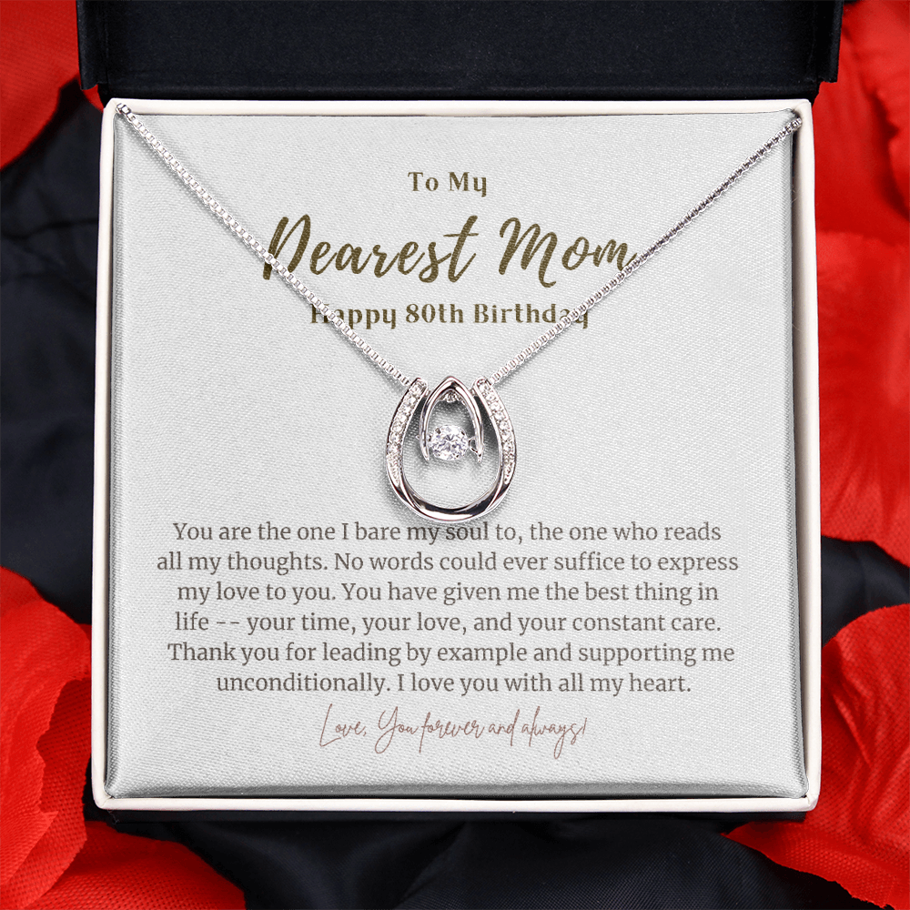 80th Birthday Gift for Mom U Shape Necklace