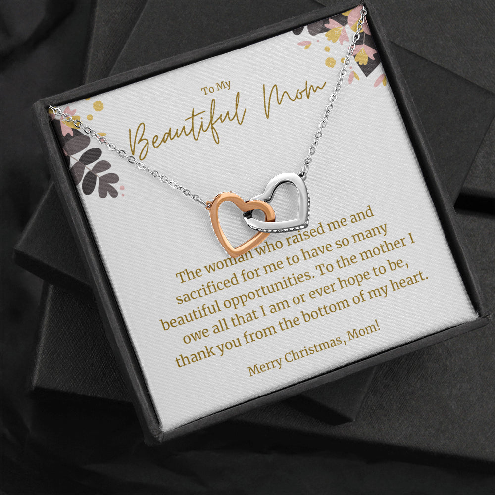 Interlocked Heart Necklace, Christmas Gift for Mom, Mom Birthday Gift, Gift for Mom, Mom Gift Idea, Best Mom Present