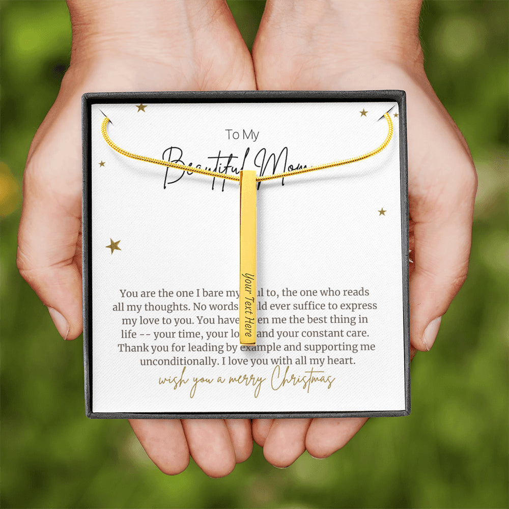 Christmas Gift for Mom Vertical Stick Necklace