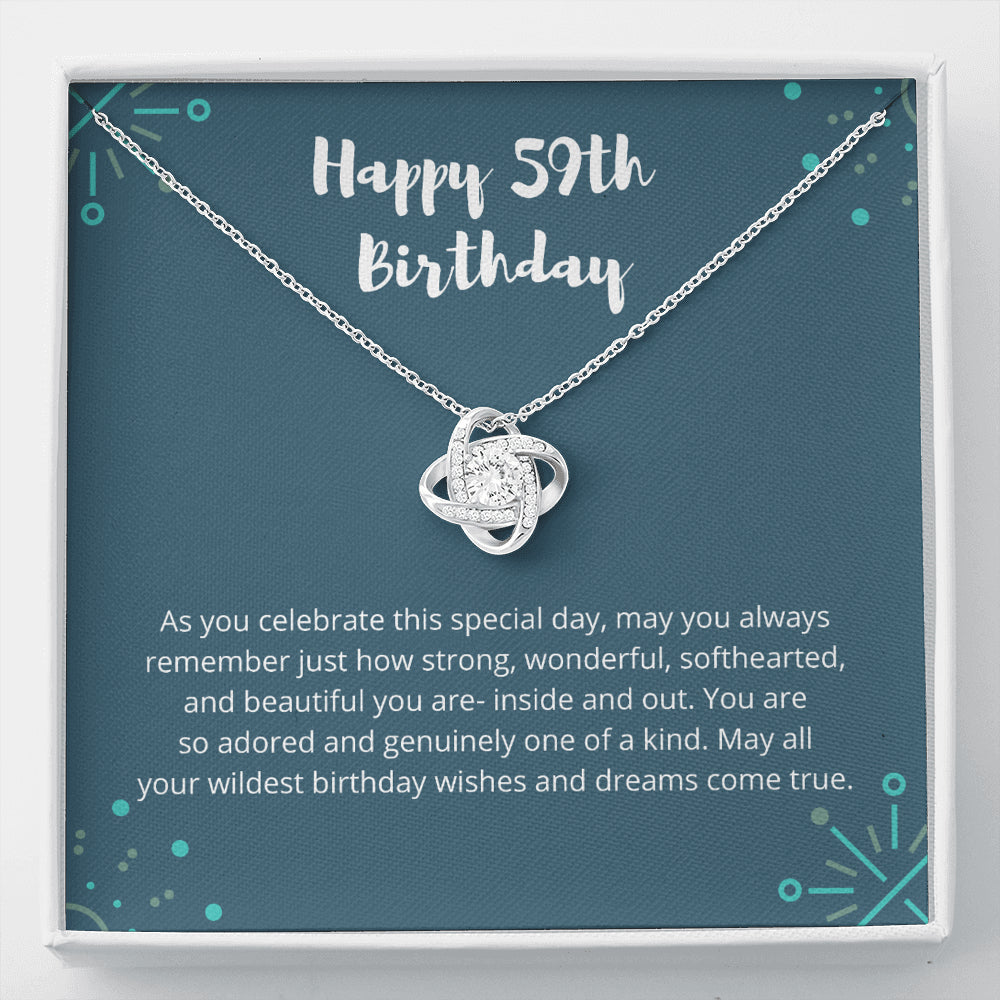 Love Knot Necklace I 59th Birthday Gift for Women I 59th Birthday Jewelry Gift with Meaningful Message Card