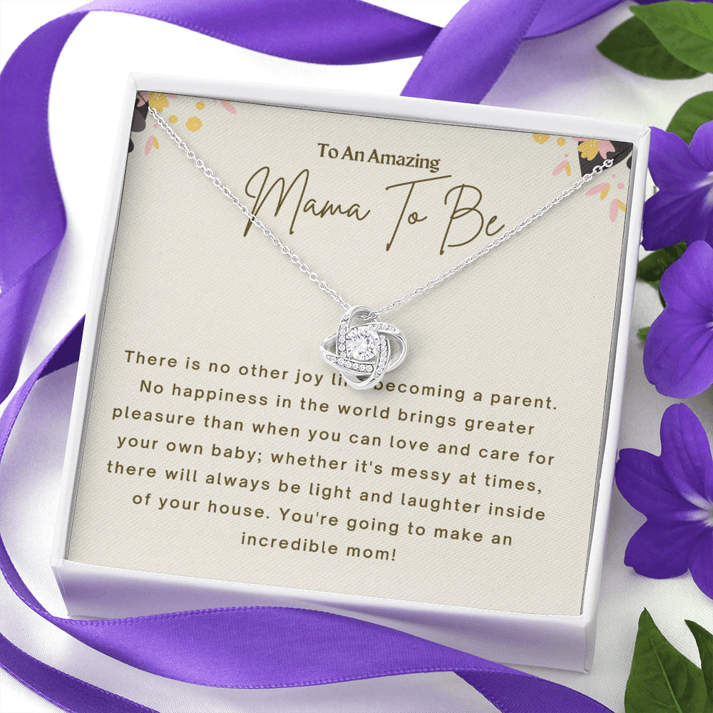 To An Amazing Mom to be 3 Love Knot Necklace