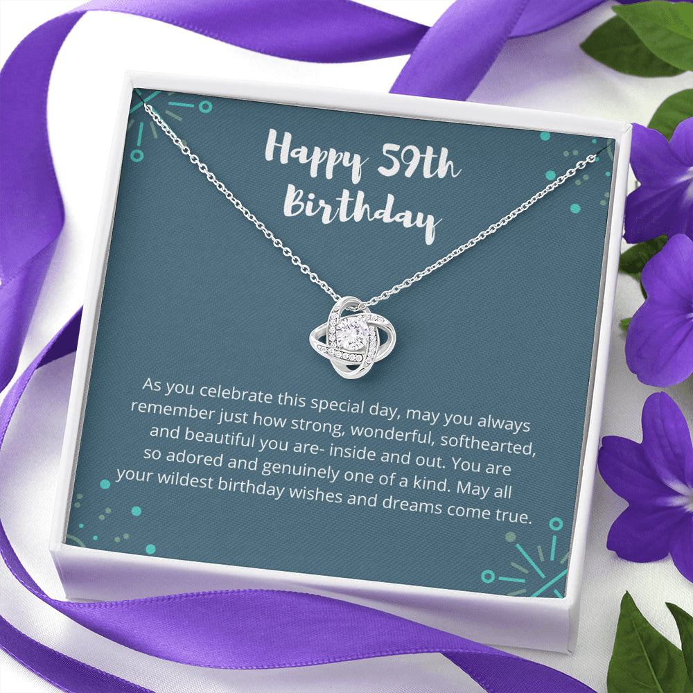Love Knot Necklace I 59th Birthday Gift for Women I 59th Birthday Jewelry Gift with Meaningful Message Card