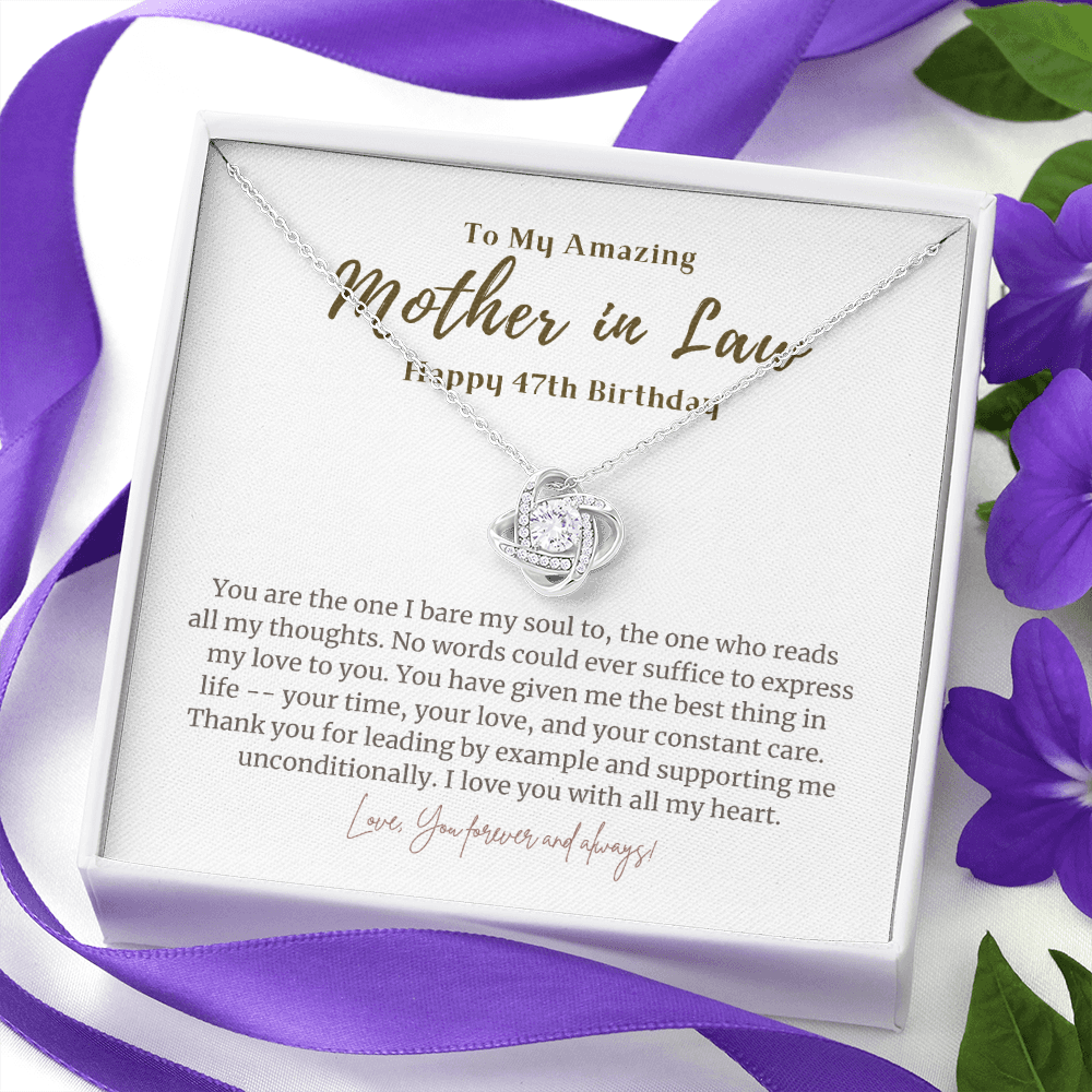 47th Birthday Gift for Mother in Law Love Knot Necklace