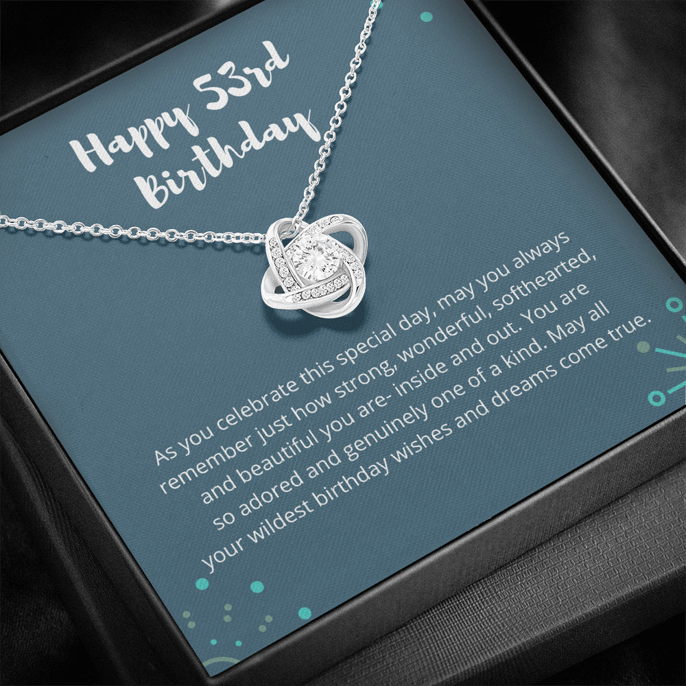 53rd Blue Love Knot Necklace