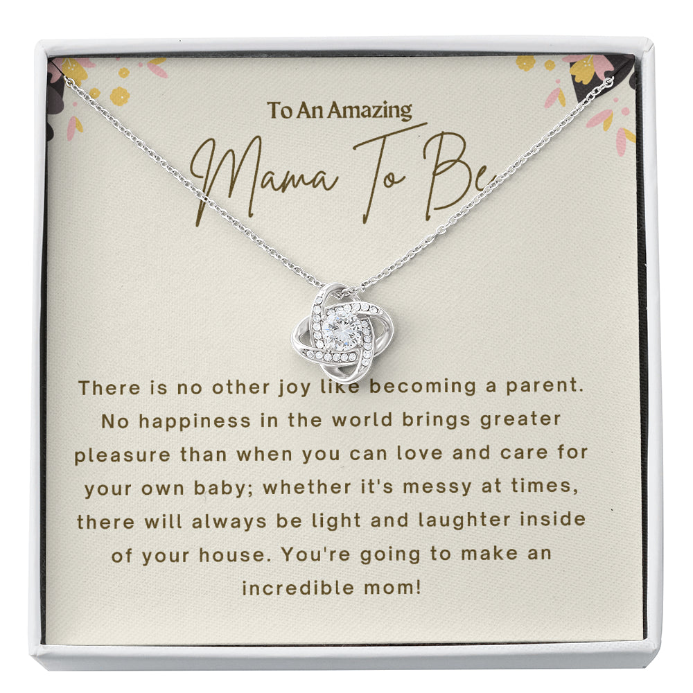 To An Amazing Mom to be 3 Love Knot Necklace