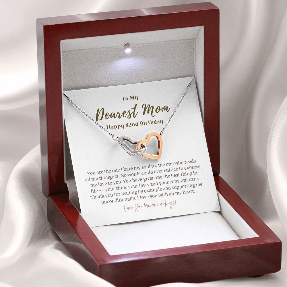 82nd Birthday Gift for Mom Interlocked Heart Necklace