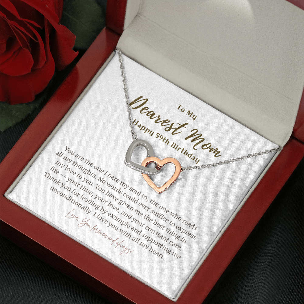 59th Birthday Gift for Mom Interlocked Heart Necklace