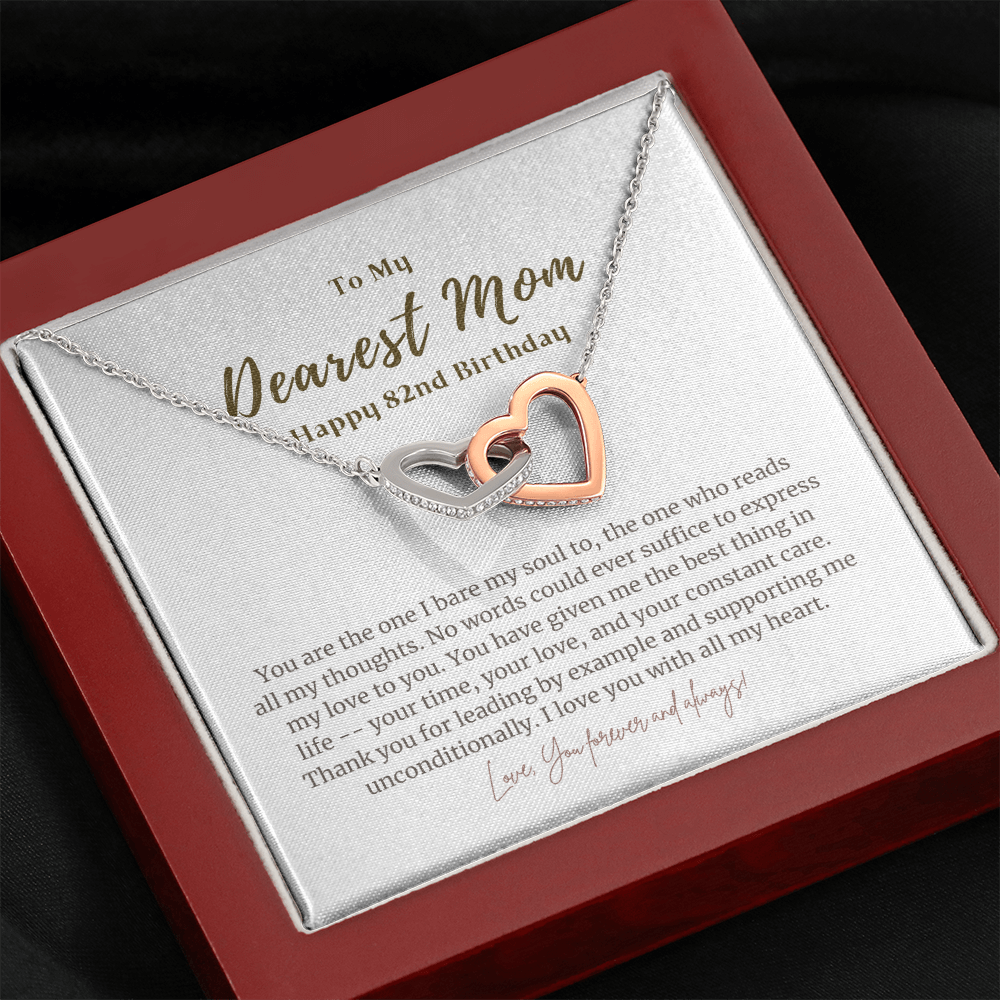 82nd Birthday Gift for Mom Interlocked Heart Necklace