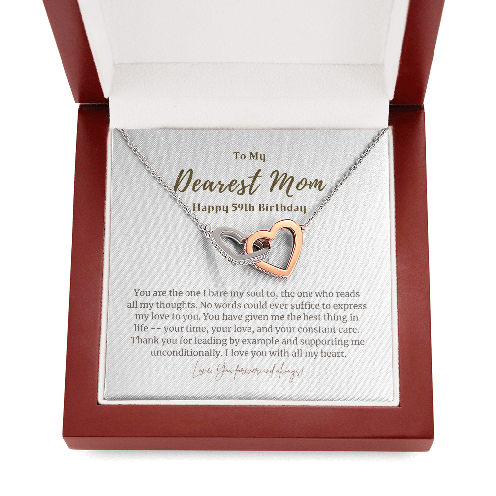 59th Birthday Gift for Mom Interlocked Heart Necklace