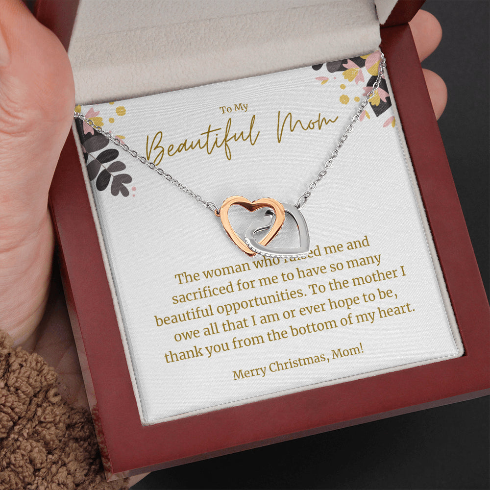 Interlocked Heart Necklace, Christmas Gift for Mom, Mom Birthday Gift, Gift for Mom, Mom Gift Idea, Best Mom Present