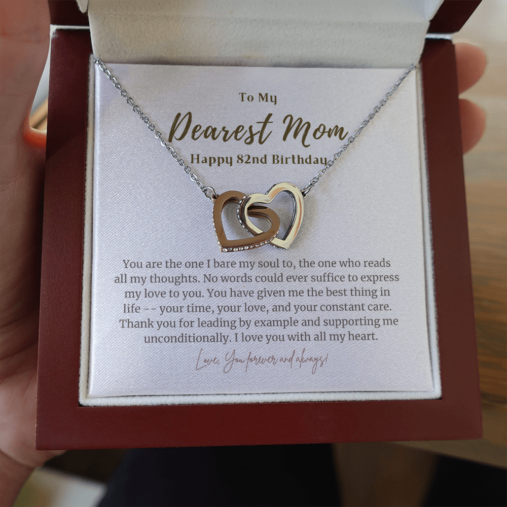 82nd Birthday Gift for Mom Interlocked Heart Necklace