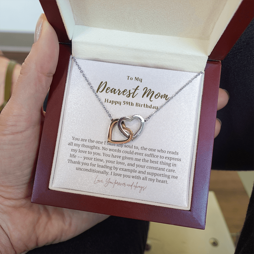 59th Birthday Gift for Mom Interlocked Heart Necklace
