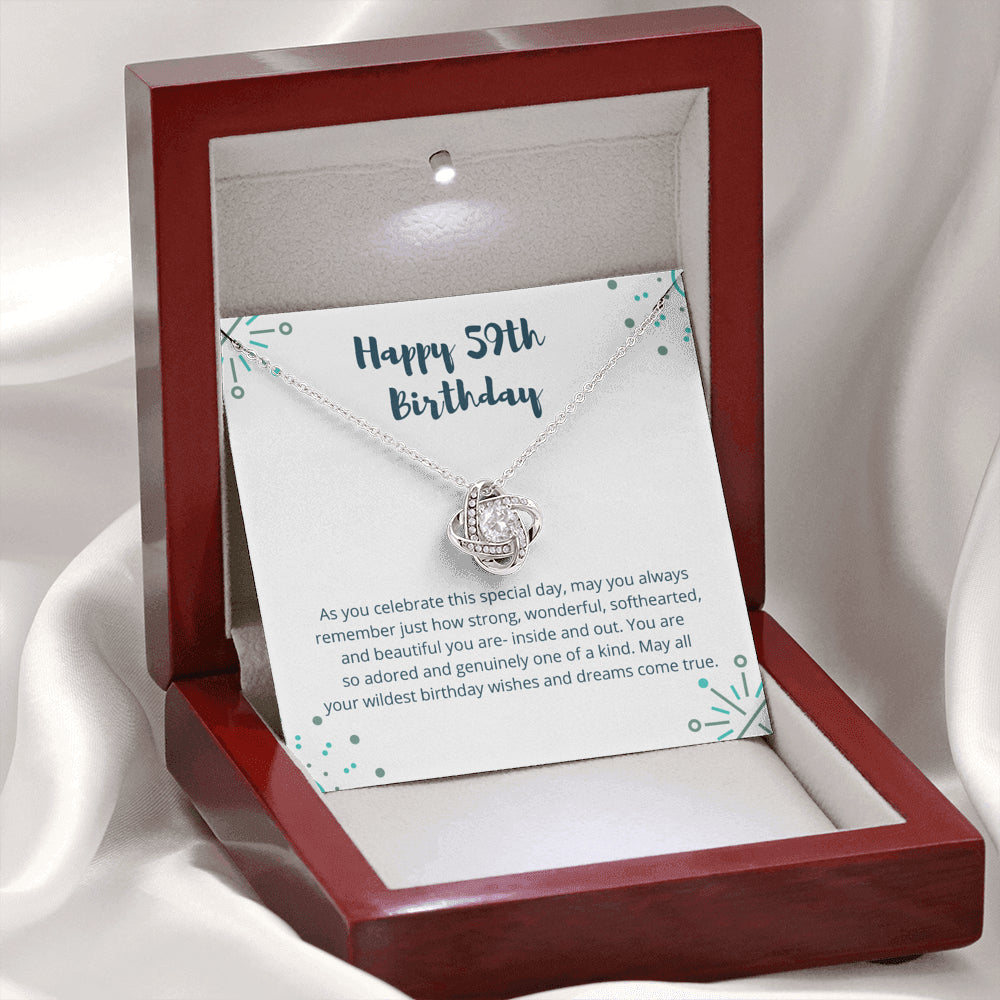 Love Knot Necklace I 59th Birthday Gift for Women I 59th Birthday Jewelry Gift with Meaningful Message Card