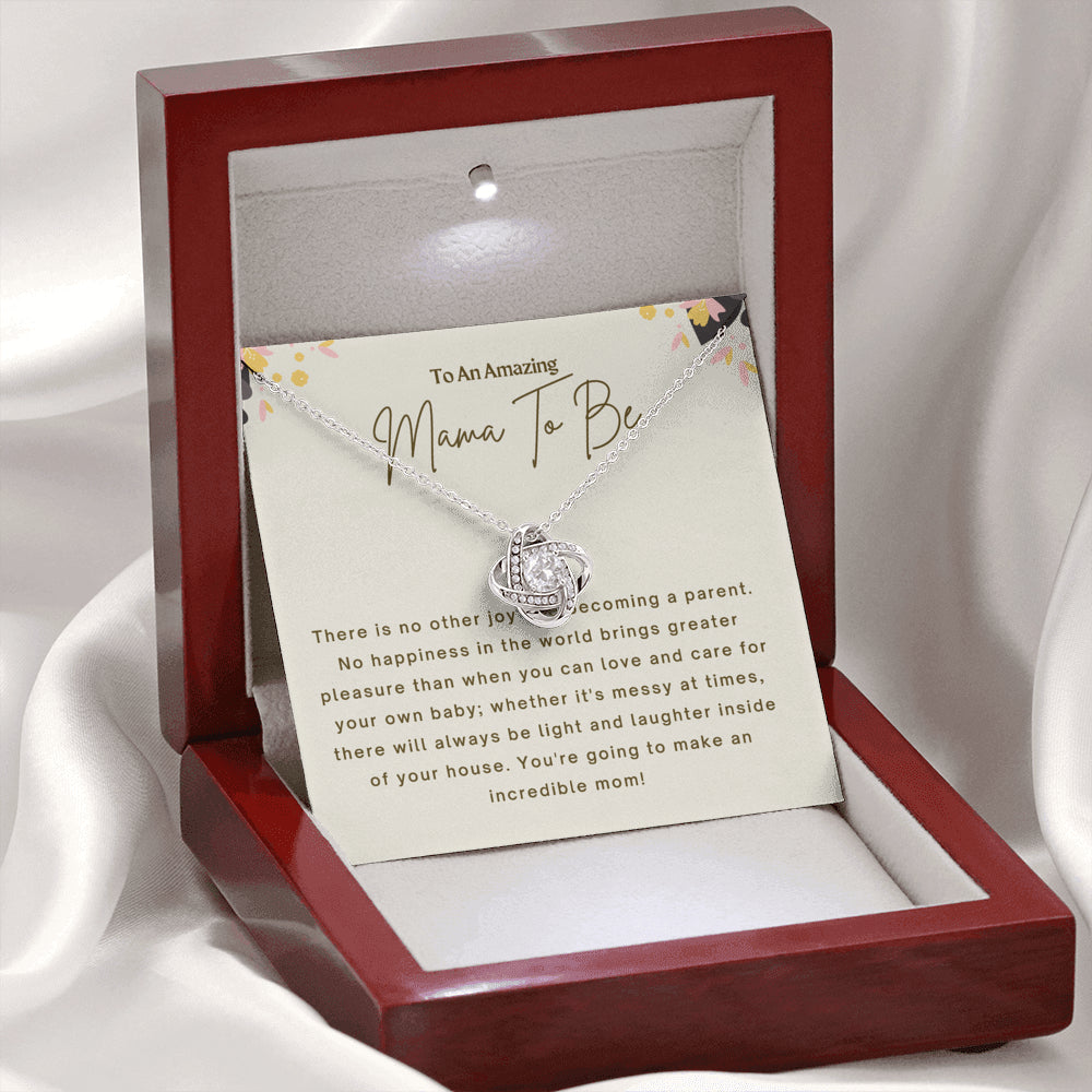 To An Amazing Mom to be 3 Love Knot Necklace
