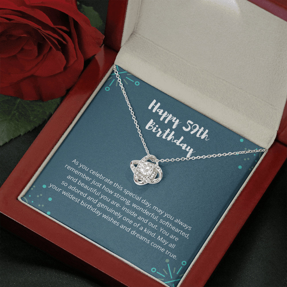 Love Knot Necklace I 59th Birthday Gift for Women I 59th Birthday Jewelry Gift with Meaningful Message Card
