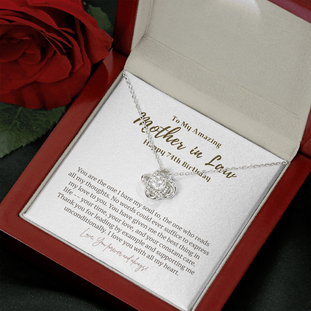 74th Birthday Gift for Mother in Law Love Knot Necklace